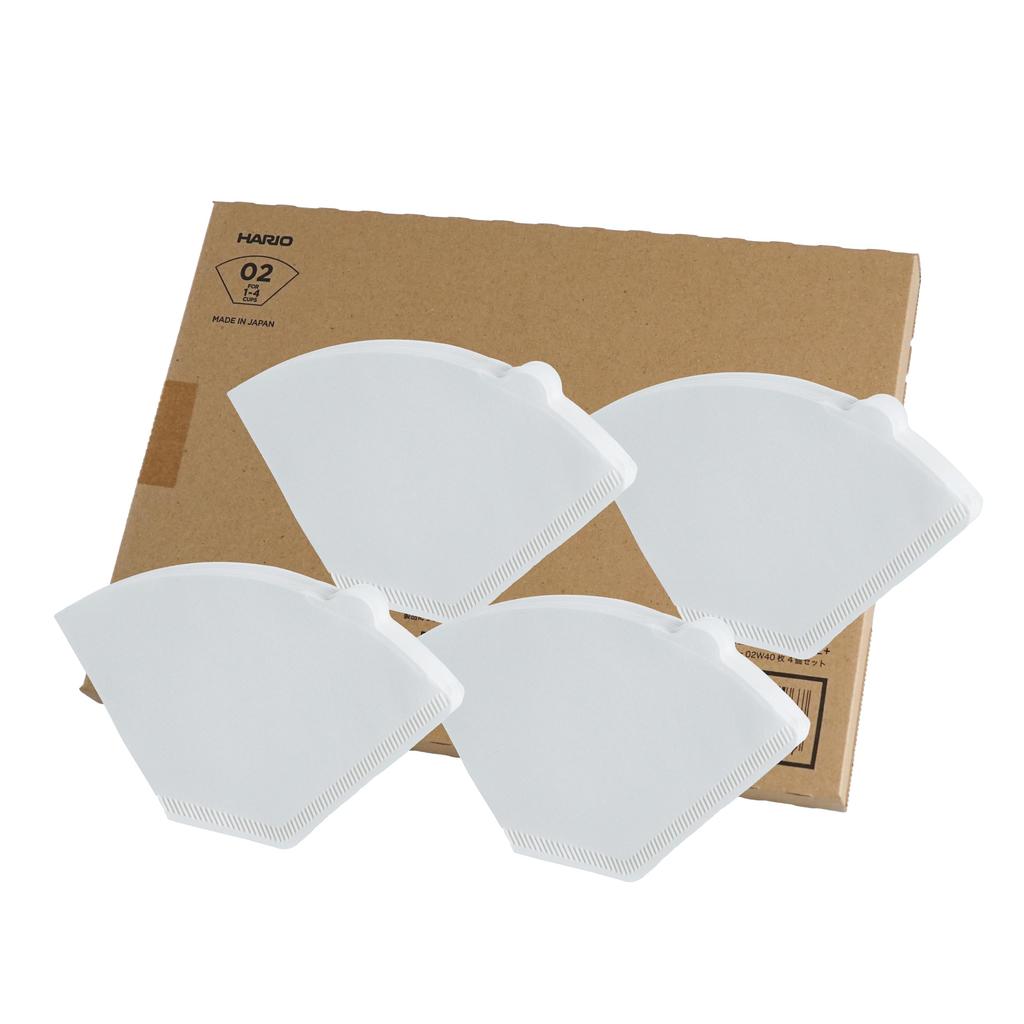 HARIO Trapezförmige Kaffeefilter 160 Stück x 4 Hergestellt aus FSC 02 W Filter, 1-4 Tassen, (40 Sätze), Japan, zertifiziert, Papier, Weiß, PEF-02-40W-4S-AZ+