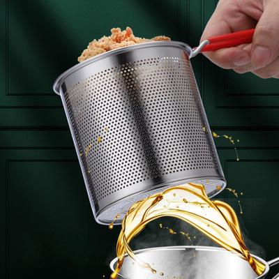 Stainless Steel Frying Pan Small Frying Pan Built-in Filter Basket Versatile Cooking Pot for Frying French Fries Chicken Wings Beef Balls