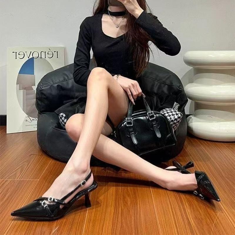 Fashion Womens's Patent Leather Shallow Mouth Pointed Stiletto  Versatile Elegant Fad Banquet Party Women's Bag Head Pumps Zapatos Mujer