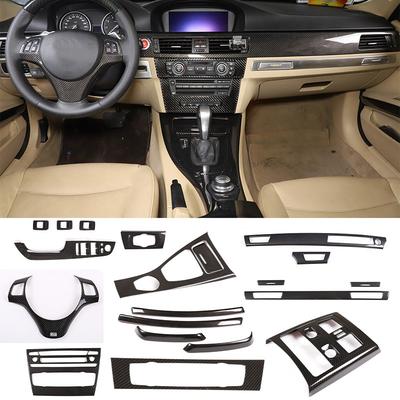 For BMW 3 Series E90 2005-2012 ABS Carbon Fiber Interior Decoration Cover Stickers Dashboard Console Gear Shift Door Handle Trim