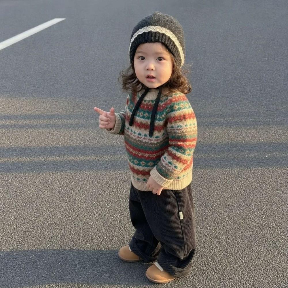Earflap Kids Knit Hat Tie Closure Baby Beanie Cap Durable Earflap Bonnet Outdoor Wear