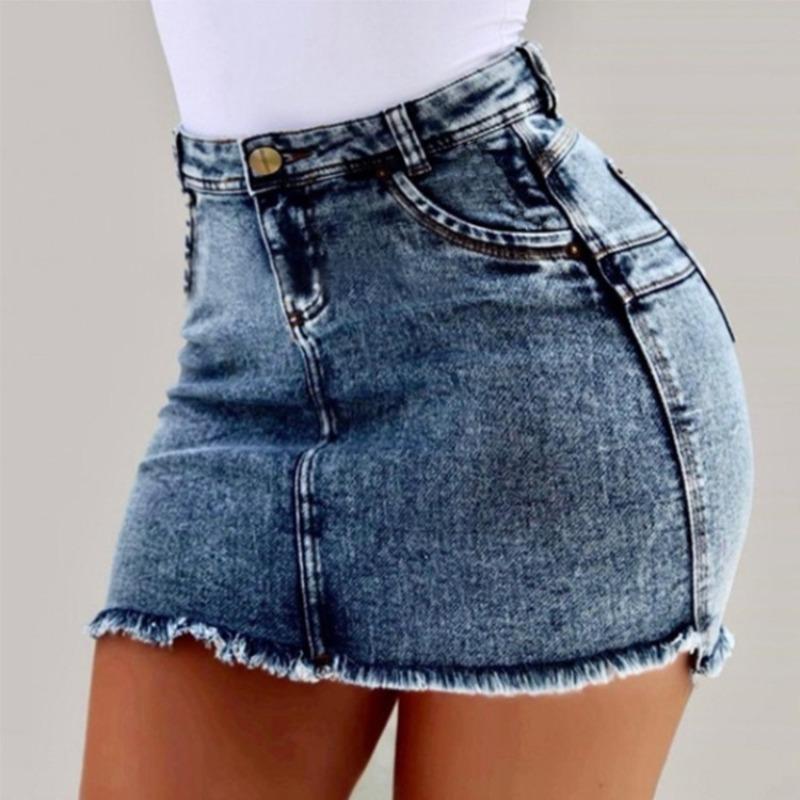 Sommer Mode Neu Allespassend Jeansrock Sexy Hüftbedeckend Jeansrock Rock Schlankmachend