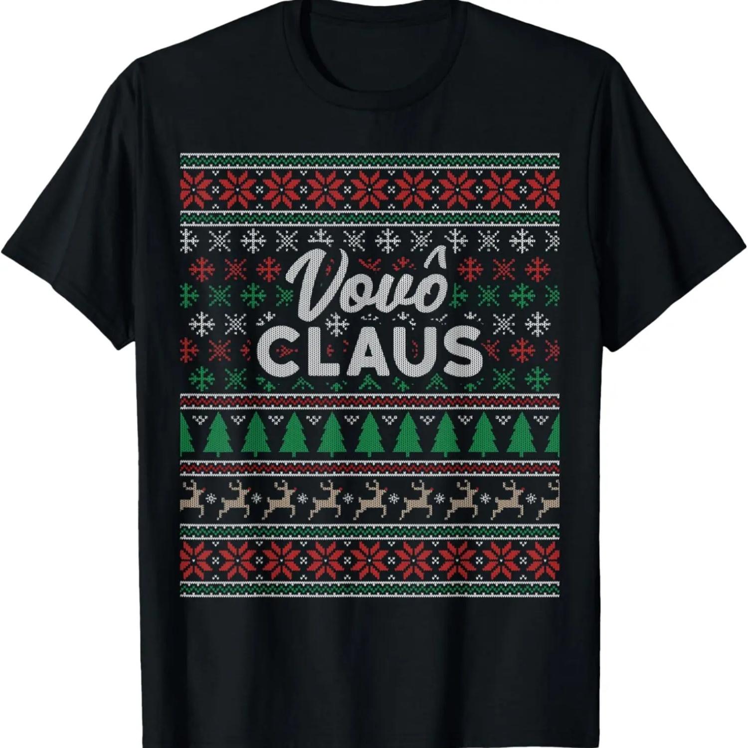 

Vovo Claus Ugly Christmas Sweater Shirt Jammies Pajamas PJs T-Shirt S чёрный