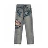M15 Amiri Men's and Women's American Style Trendy Jeans with Fabric Patches, Holes, Embroidery, Casual and Fashionable High Street Pants