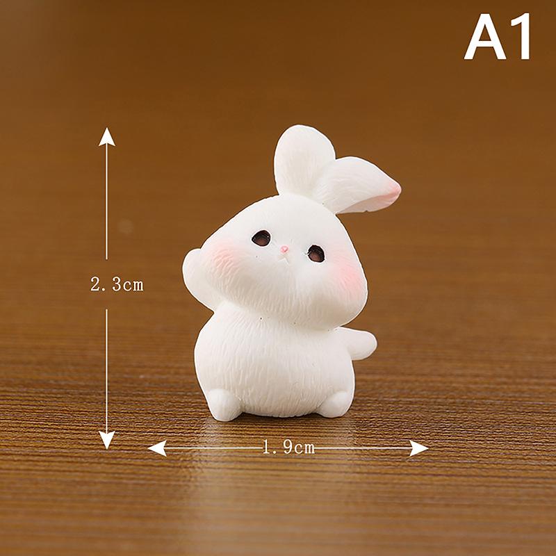 Figurine Miniature Cute Rabbit Micro Landscape Resin Ornaments For Home Decoration Kawaii Animal Bunny Room Desk Decor Gift