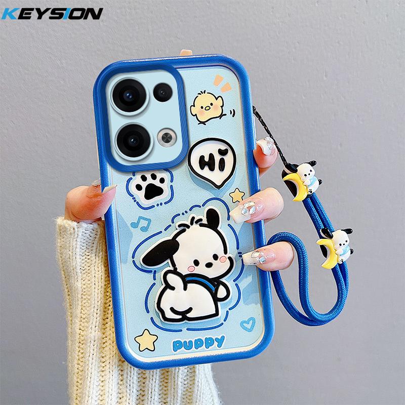 KEYSION Shockproof Case for OPPO Reno13 Pro 5G with Lanyard Soft Silicone Cute 3D Cartoon Doll Phone Cover for OPPO Reno 13 5G