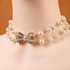 Pearl inlaid bow zircon temperament elegant double clavicle chain