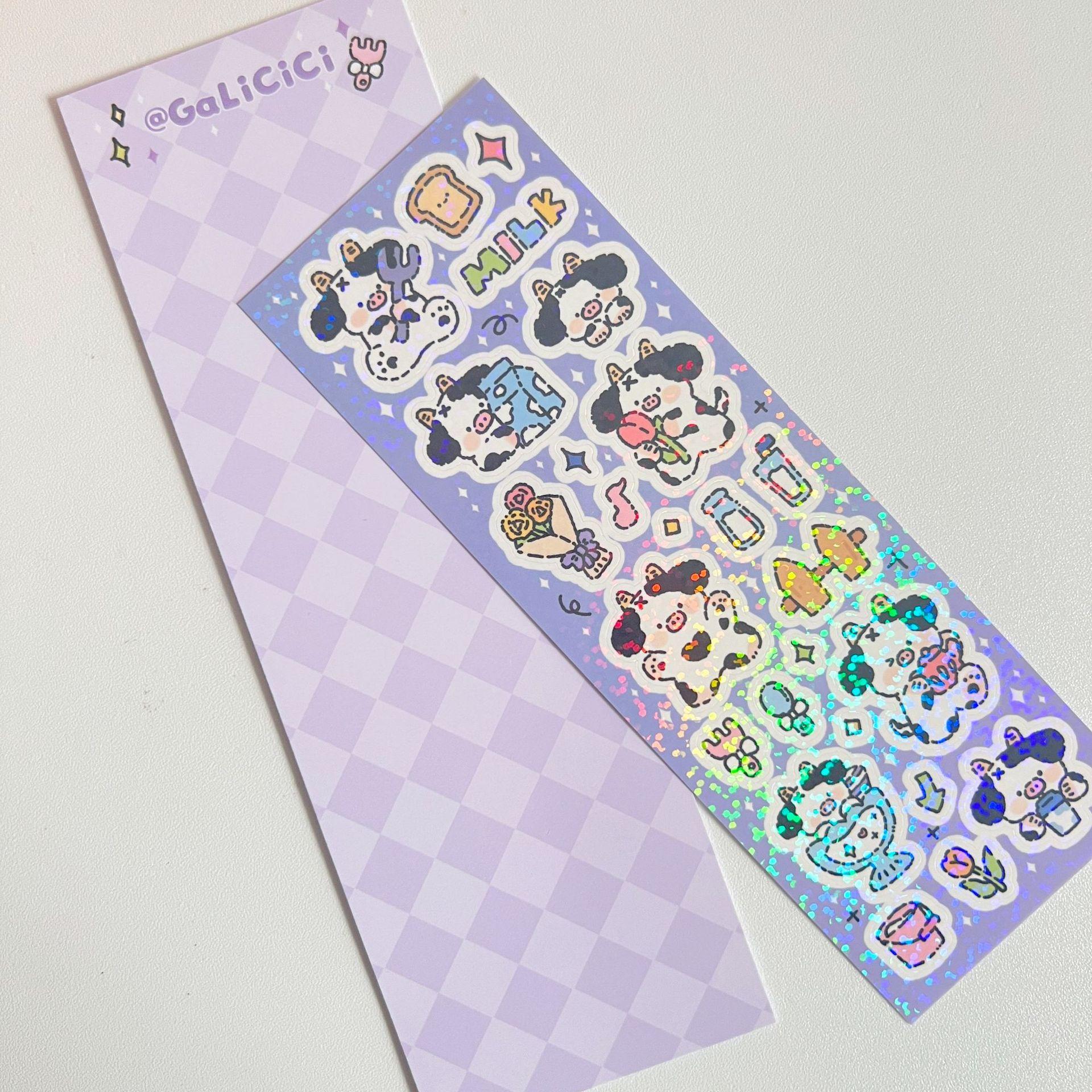 Крючок леска ветер мультфильм милый корова лазерная наклейка липкая карта — фото 9