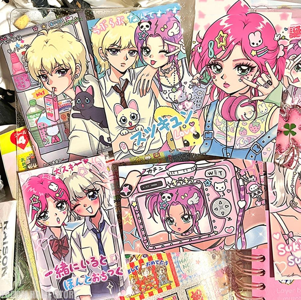 Y2K Vintage Millennial Hot Girls Handsome Guy Cartoon Anime Stickers for Craft Supplies Scrapbooking Material Aesthetic