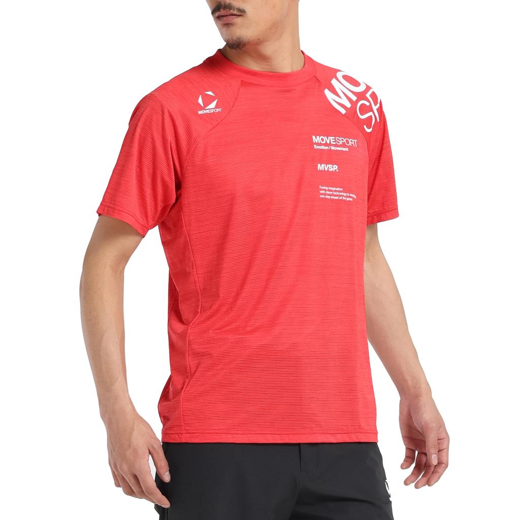 MOVE SPORT Breathe Plus Short Highly Crew DMMPJA61 RD01 T-Shirt, Sleeve, Stretch, Moisture-Wicking, Quick-Drying, Breathable, Neck, Men's, DESCENTE,