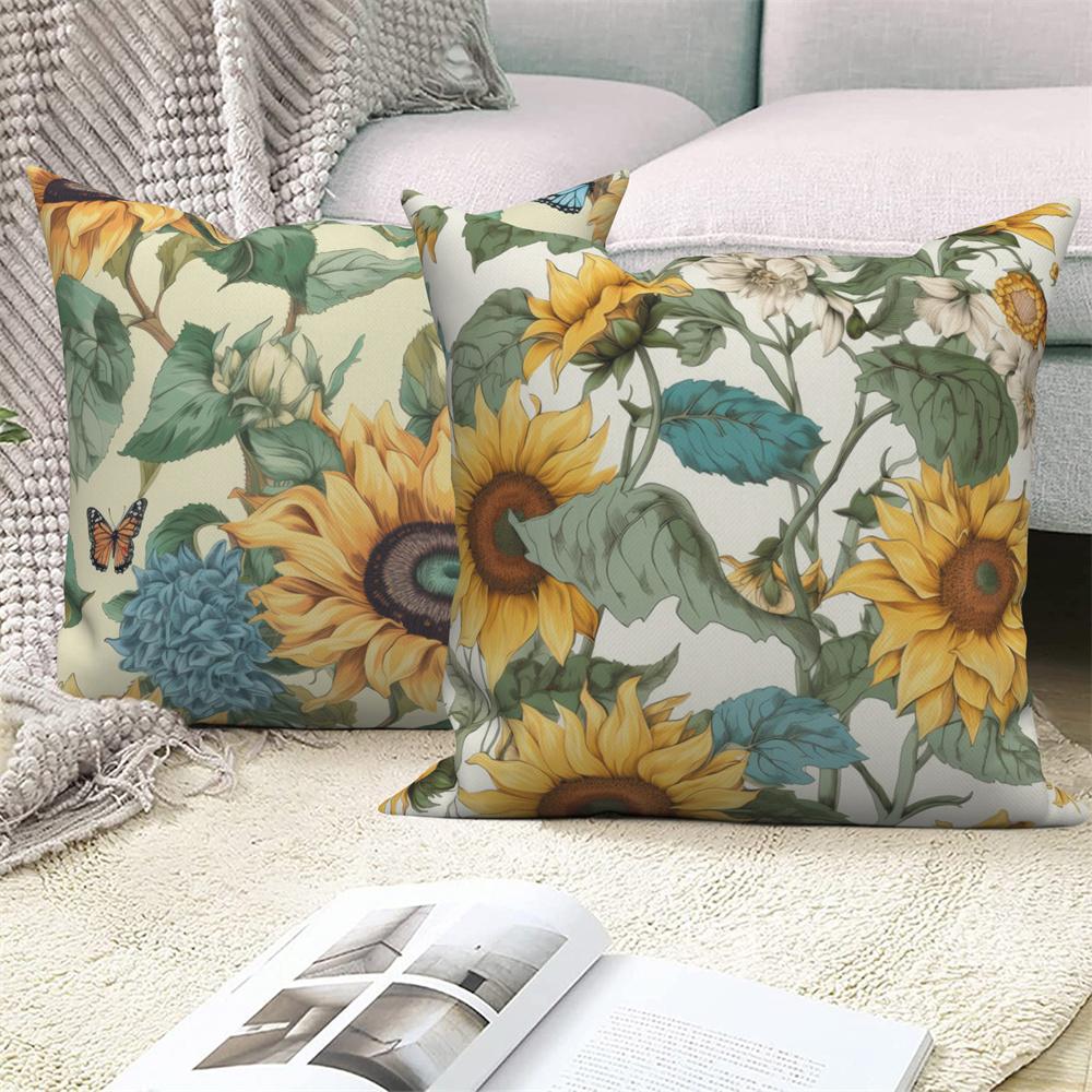 Sunflower Decorative Pillow Cover Cushion  Throw   for Sofa Car Living Room Decoration