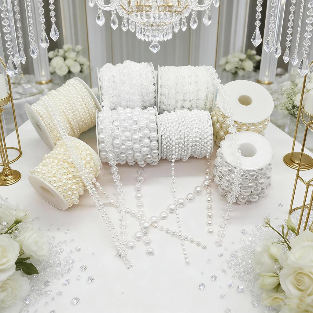 Snowflake Sunflower Floral & Pearl Chain Beads for DIY Wedding Decoration