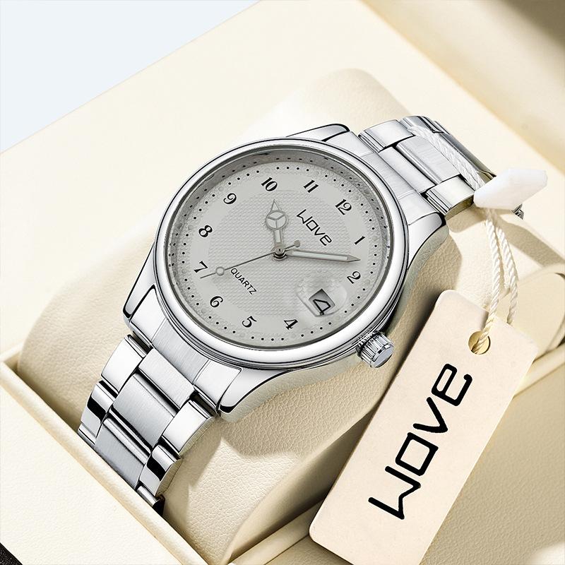 Langjue Automatic Men S Watch Steel Belt Butterfly Buckle Luminous Fashion Non-Mechanical Women S Quartz Watch [bare watch]