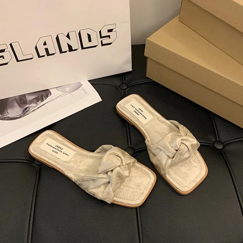 

Fashion 2025Gladiator Summer Open Toe Shoes Casual Beach Vacation Ladies Flats Slides Flip Flop 35 абрикосовый