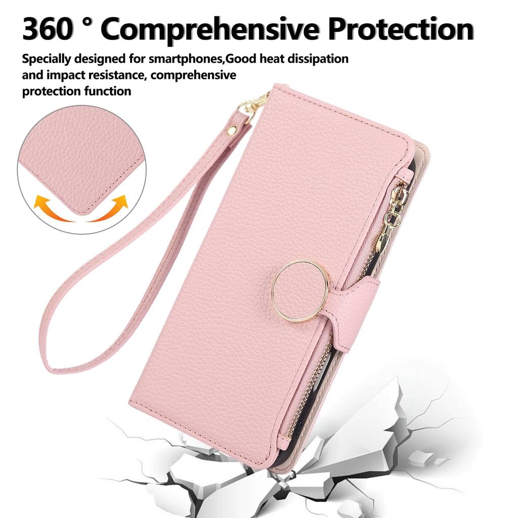 For Google Pixel 9 Pro XL 8 7 6 Pro 9A 8A 7A 6A Wallet Case Crossbody Strap Card Holder Magnetic Snap Clasp Zipper Pocket Cover