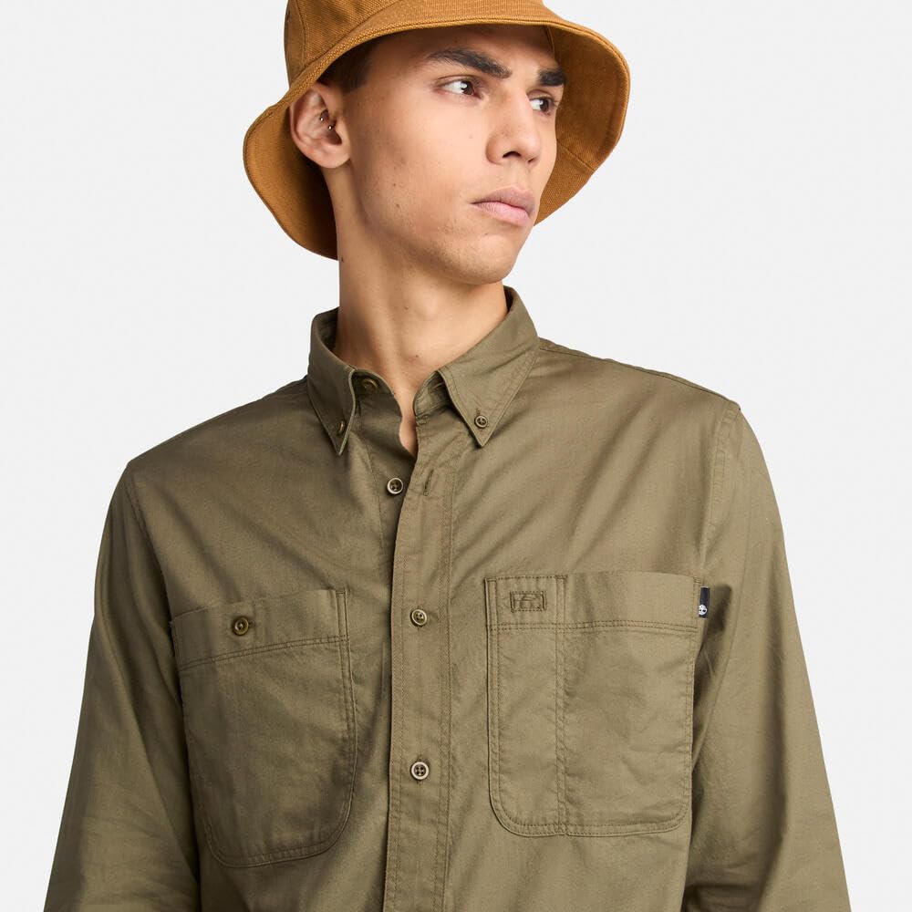 Timberland Twill Leaf Size TB0A69RQA581 Men's Shirt, Green, L,