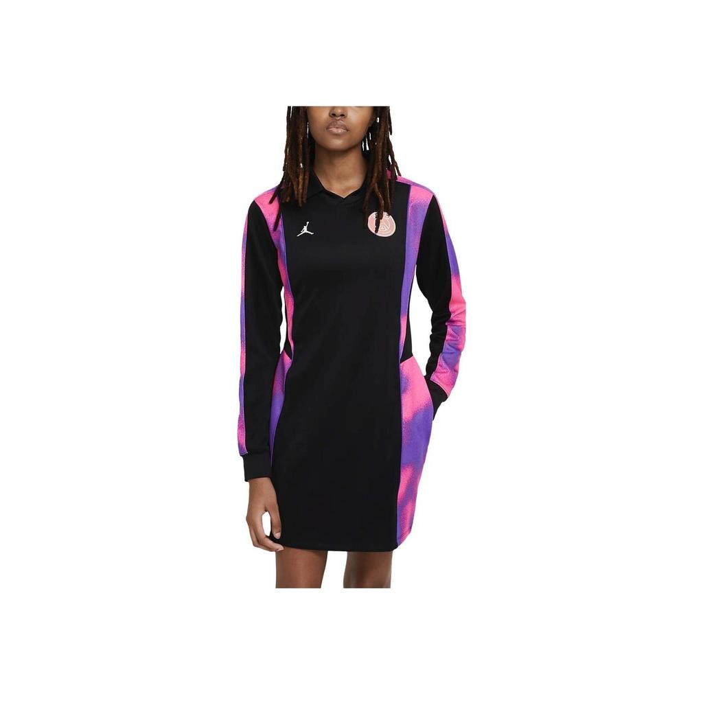 Jordan Paris Saint-Germain Jersey Dress Long Sleeve Women Dresses Black CZ7501-010