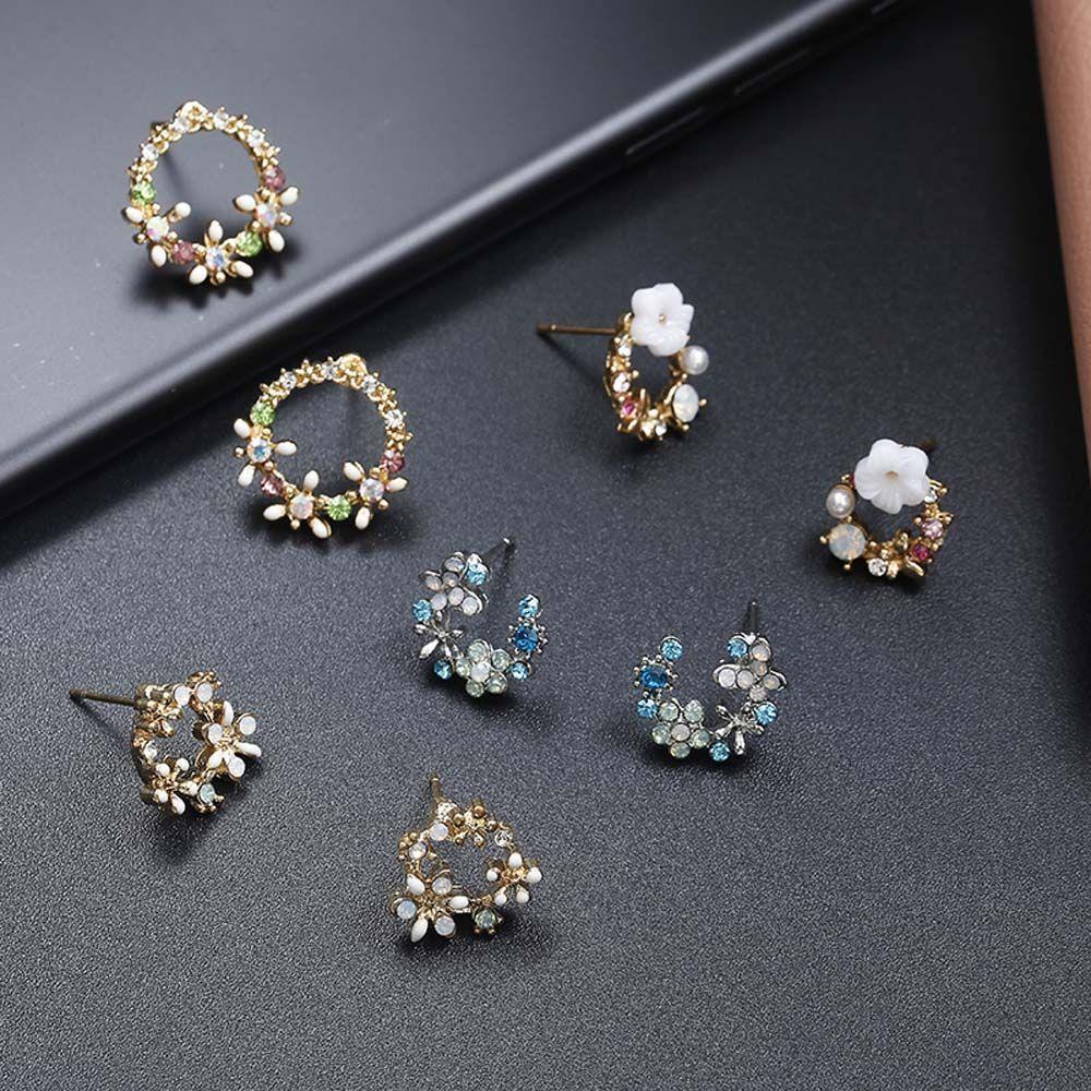 Cute Small Wreath New Colorful Fashion Metal Earring Stud Earrings Flower Circle Drop Earrings