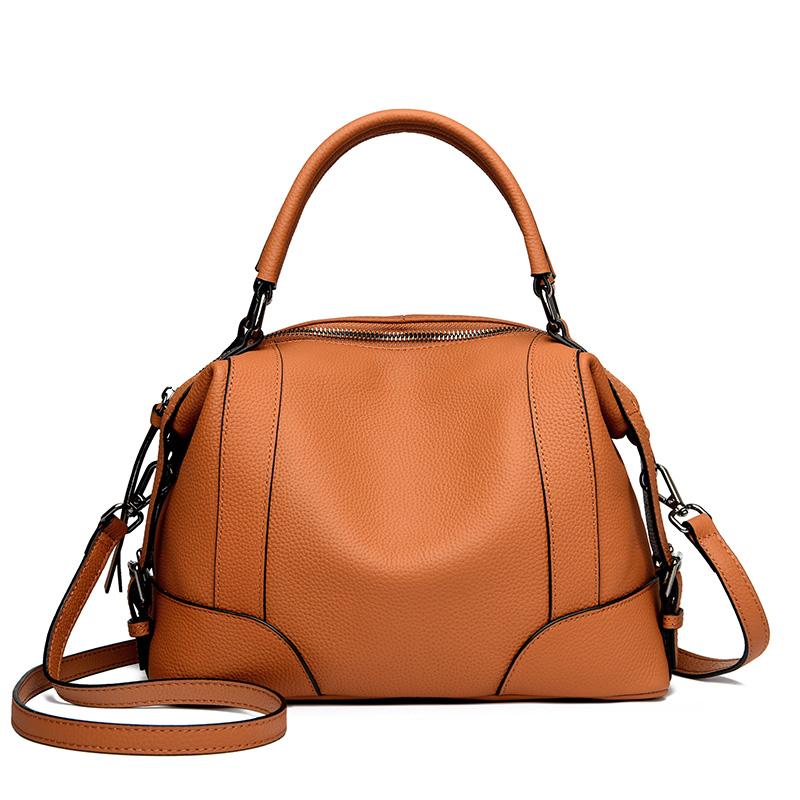 High Quality Genuine Leather Large Capacity Shoulder Crossbody Bag for Women 2026 Luxury Solid Color Cow Leather Female Handbags