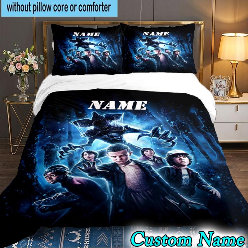 3PCS Custom Name Eleven Stranger Bedding Set, Bedding Set Including 1pc Duvet Cover And 2pcs Pillowcases for Bedroom,Dormitory Gift