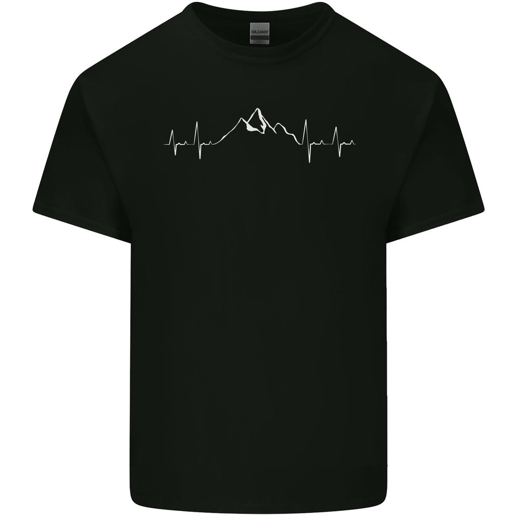 Mountain ECG Trekking Hiking Climbing Pulse Unisexs Light Cotton TShirt