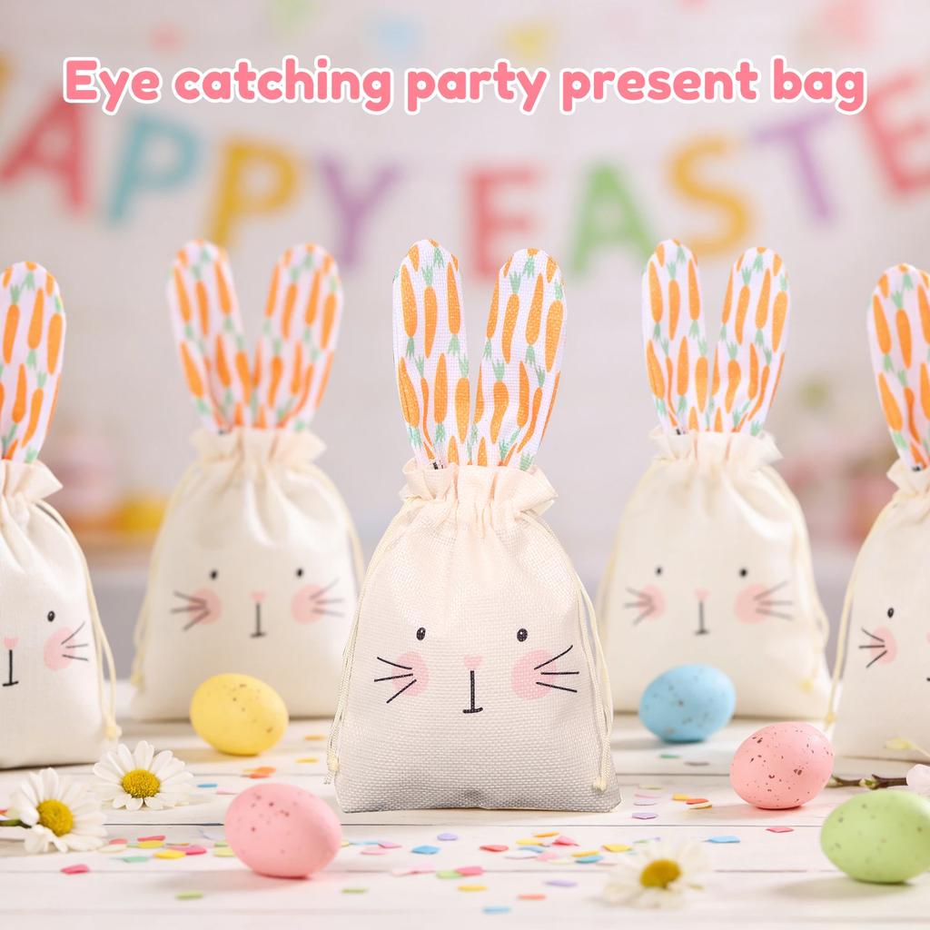 10 Stück Osterhasen Geschenktüten Wiederverwendbar Langlebig Ostereier Snack Aufbewahrungstaschen Hase Süßigkeitenbeutel für Snack Süßigkeiten Partygeschenk