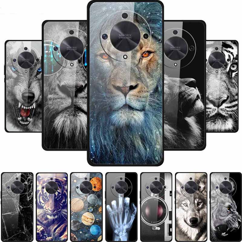 Glass Back Cover For Honor X9b Phone Case X 9 b Coque Hard Tempered Glass Case For Honor X9A 90 Pro 50 lite SE Case Soft Bumper