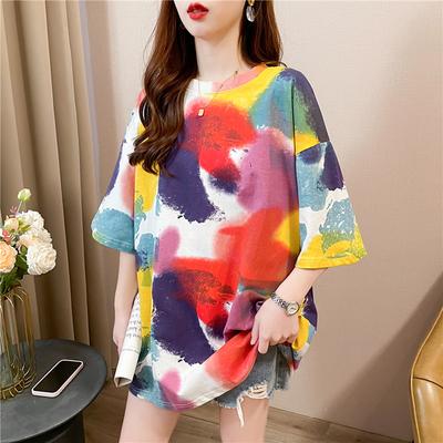Estate 2025 t-shirt coreana oversize vintage stampata tie-dye magliette a maniche corte donna Harajuku y2k top streetwear ragazza giovane