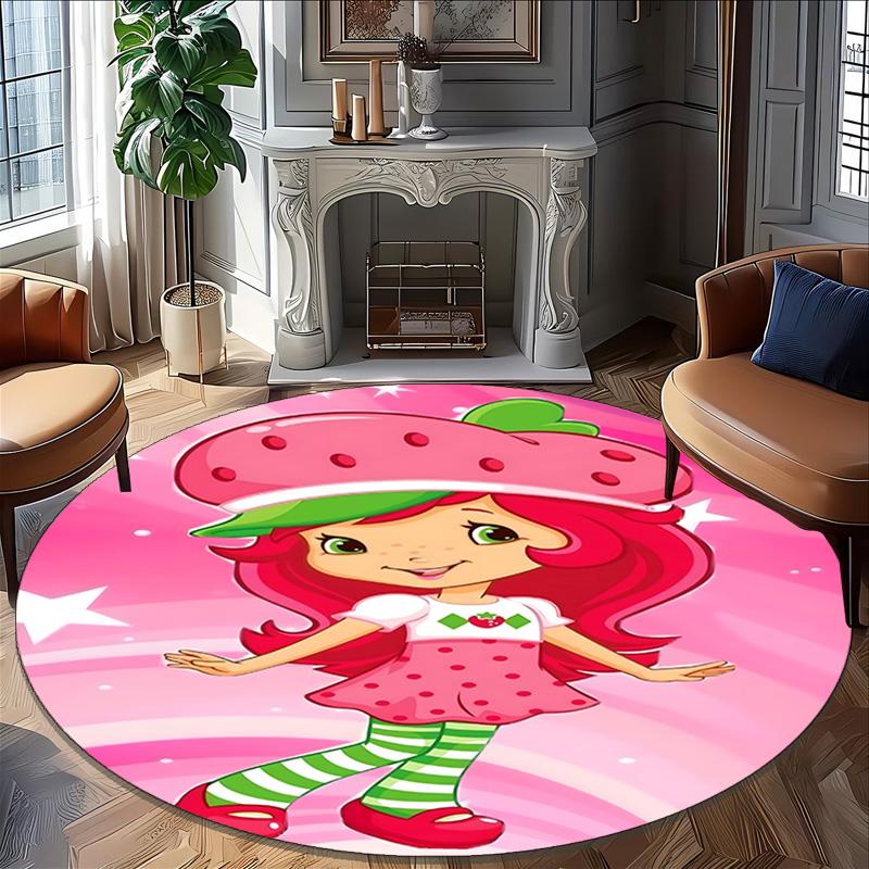 1pc Princess Strawberry12 Carpet, Round Rug, Comfortable, Suitable for Entryways, Living Rooms, Office, And Bedrooms, Christmas Decoration