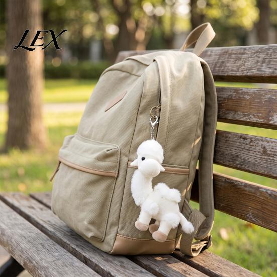 Decorative Bag Ornament Plush Camel Charm, Stuffed Pendant with Bead Hanging Accessory Chain, Animal Plushie Backpack Handbags Purse Decoration