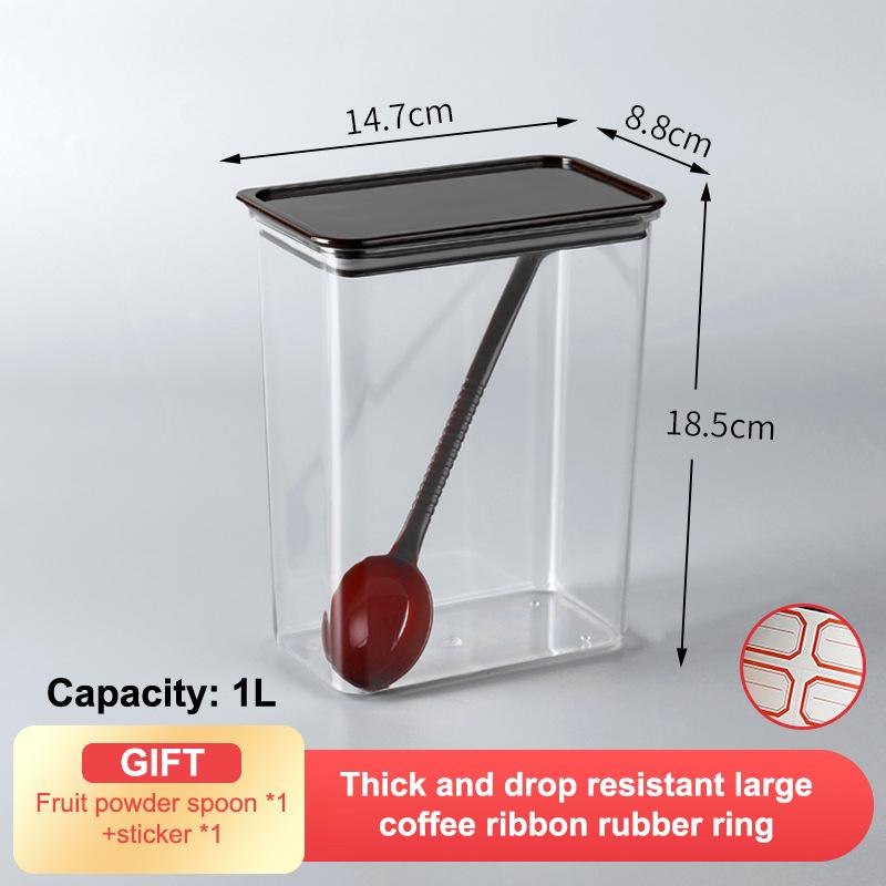 Airtight Food Storage Coffee Powder Container Witith Spoon For Milk Tea Shop Transparent Kitchen Organizer Spice Soybean Storage