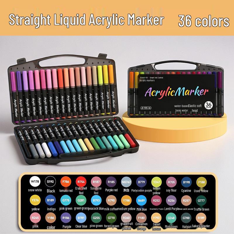 Soft Tip Liquid Ink Acrylic Marker Pen Set - 60 Colors for Student Art and Layering Techniques