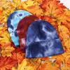 New gradual change tie-dye wool hat women's thickened warm rainbow knitted hat explosion