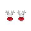 European & American Christmas-Themed Red Enamel Reindeer Santa Claus Stud Earrings for Women