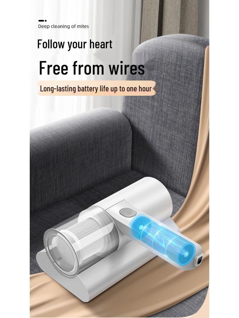 Compact Wireless UV Mite Removal Vacuum Cleaner for Beds and Sofas