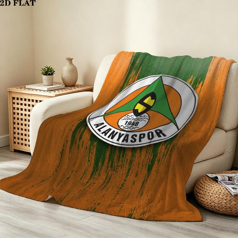 Alanyaspor Print Flannel Blanket, High quality Comfortable for All Seasons, Home Decor, Warmth and Comfort, Perfect for Christmas Gifts