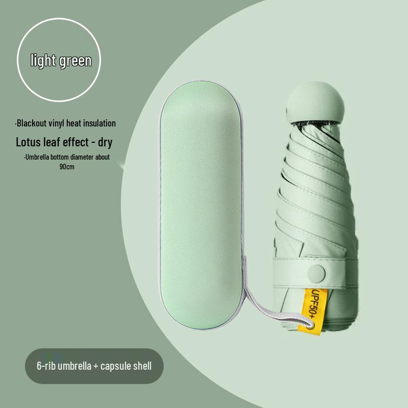 Lätt UV-skyddande Kapselparaply - Bärbart Dubbelanvändningssolskydd för Kvinnor, Soliga och Regniga Dagar