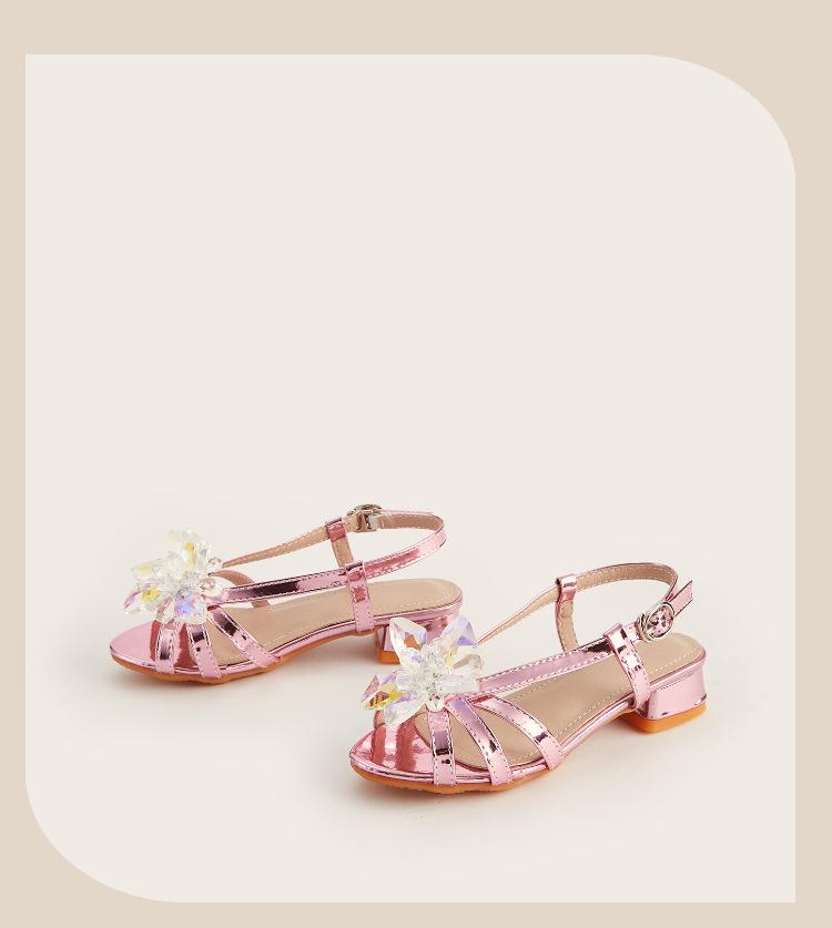 2025 Winter Rhinestone Crystal Flower Girls' Sandals: Stylish Flats & High Heels