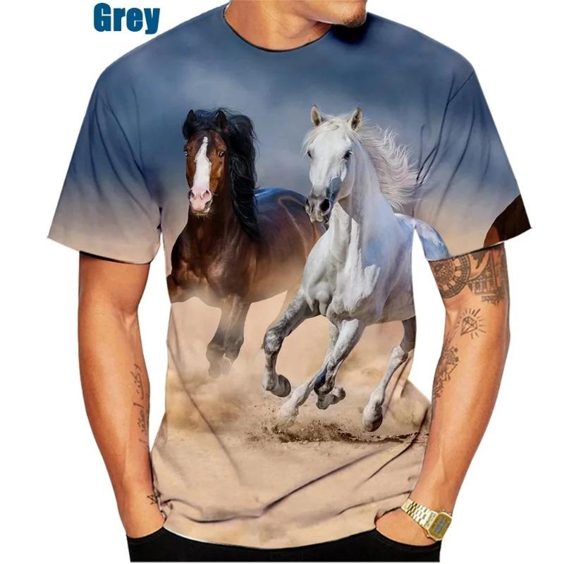 Animal Horse Creative Print 3D Print Summer O-neck T Shirt Fashion Casual Boys Girls Kawaii Tshirt Tops Unisex Clothing