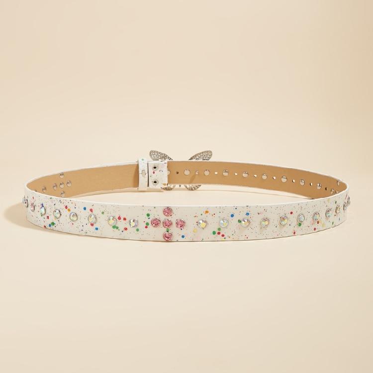 Western Shinning Buckle Belt Butterfly Adjustable Buckle Belt for Skirt Jeans