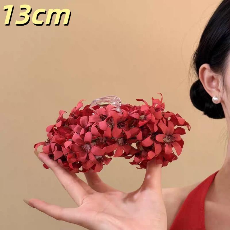 1Pcs Solid Color Acrylic Vacation Style Shark Clip Fashion Sweet Beach Floral Hair Claw Super Fairy Delicate Elegant Hair Clip
