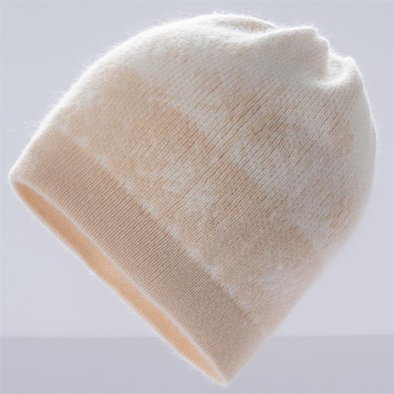 Cashmere Hat Women's Autumn and Winter New Snowflake Jacquard Fashion Color Matching Bag Head Warm Versatile Cold Knitted Ear Hat