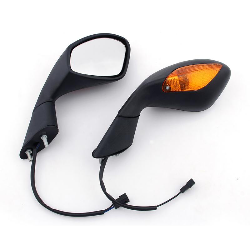 Pair Rear View Mirrors with Turn Signal For Aprilia RSV 1000 RSV1000 2004-2008