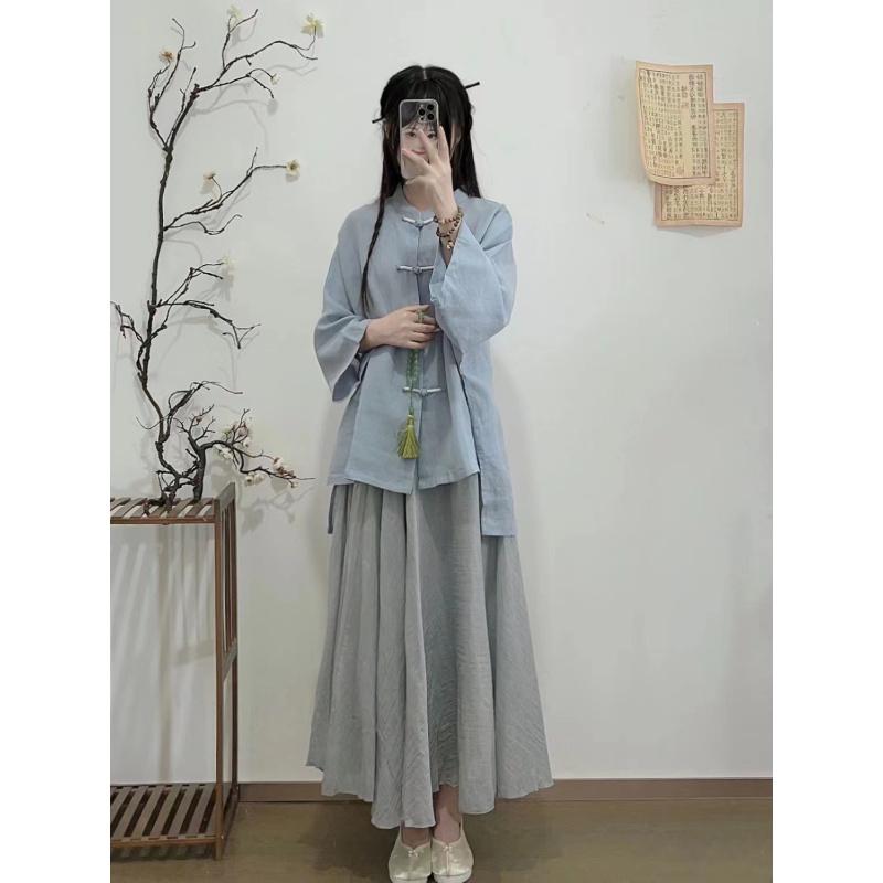 Damenbekleidung, verbesserter Hanfu-Tee-Künstler, professionelle Kleidung, Rock-Anzug