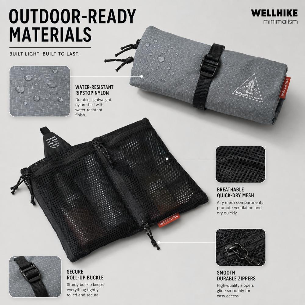 Lightweight Hanging Toiletry Bag 40g Travel Organizer 3 Layer Mesh Wash Bag Waterproof Camping Hiking Bathroom Storage Pouch