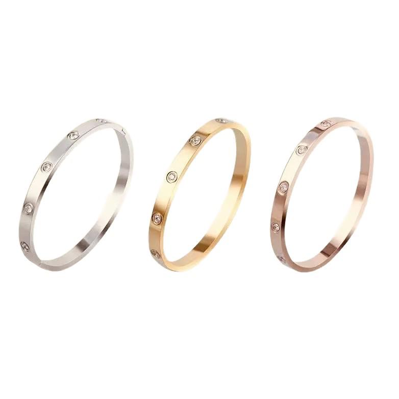 Heißes Kaja Damen Titanstahl Diamantarmband – Anlaufgeschützt, Schlicht, Europäischer & Amerikanischer Stil mit Vollnagelverschluss.