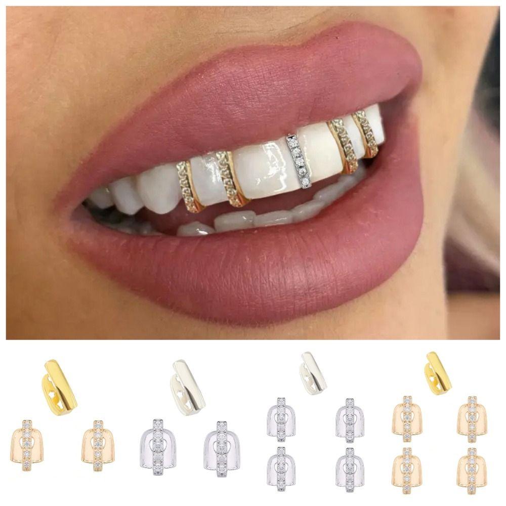 3/5Pcs Bling Hip Hop Teeth Grillz Punk Single Clips Grillz Single Dental Braces Party