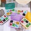 Compact 6-Grid Travel Pill Box - Sealed Rectangular Case with Small Ornament Design