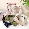 New Pleated Polka Dot Rabbit Ear Hair Band for Women, Simple and Fashionable Square Bow, Wide Edge Headband, Versatile Hair Clip