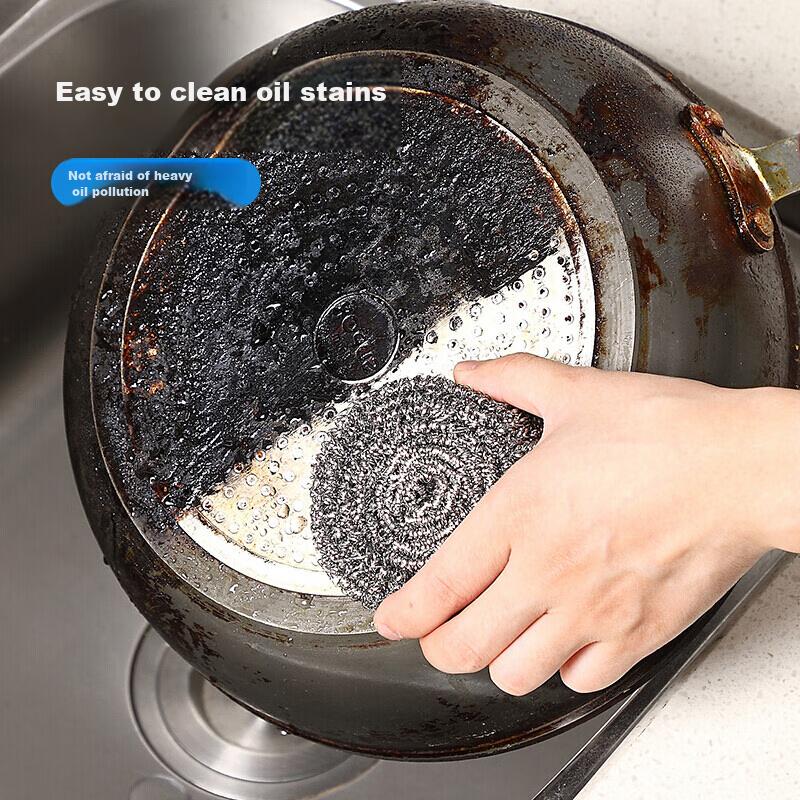 CHAHUA Steel Wool Scrubber, Pack of 10, Pot Cleaning Tool, Stainless Steel Non-Shedding Cleaning Ball, Iron Wire Ball for Washing Dishes And Pots